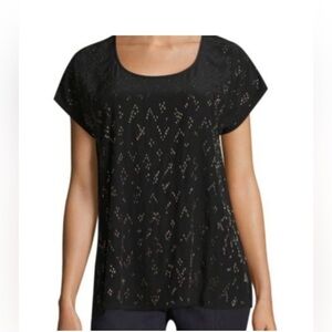 Eileen Fisher Falling Star Hand Beaded Silk Scoop Neck Top